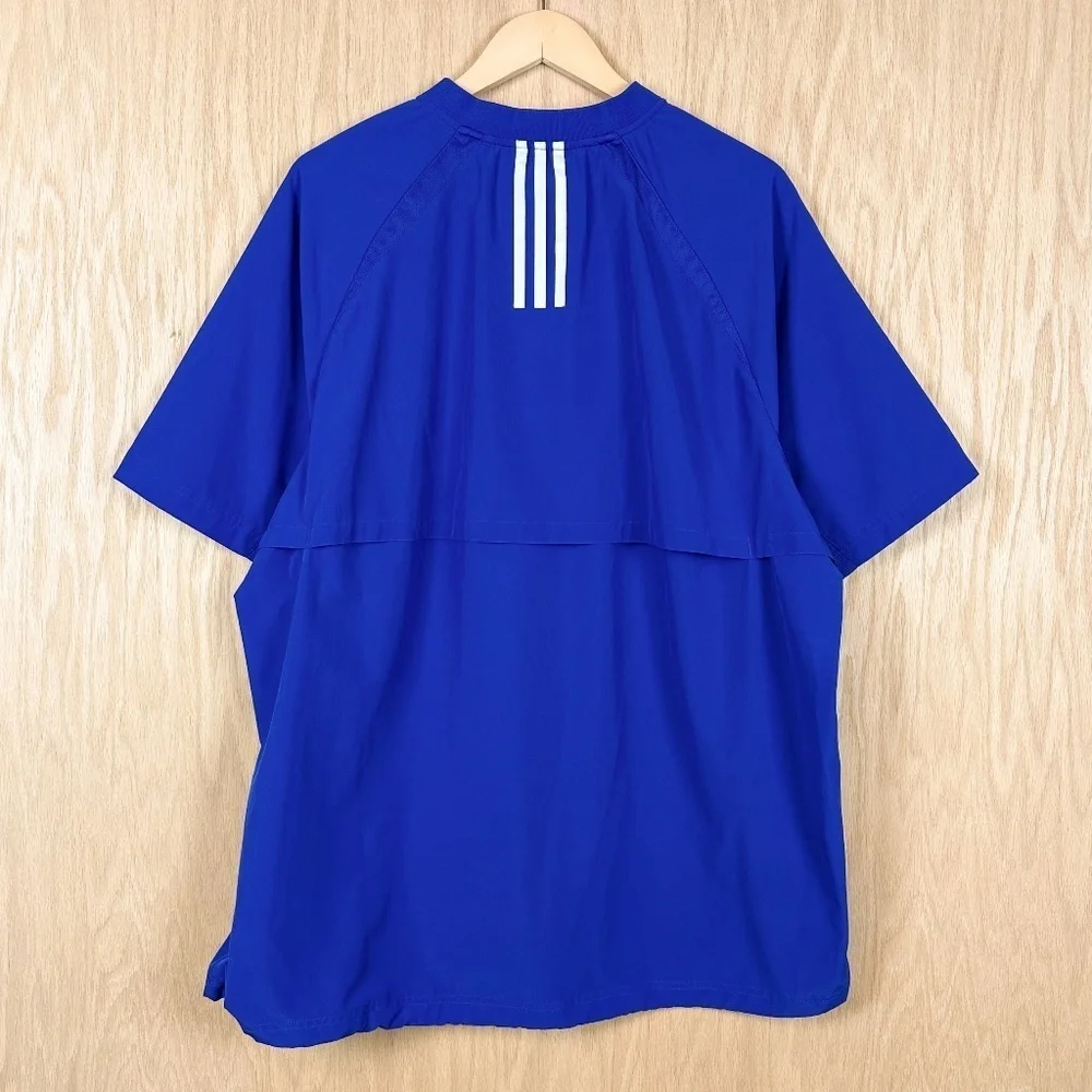 Adidas Blue Quarter Zip Short Sleeve Windbreaker Pullover